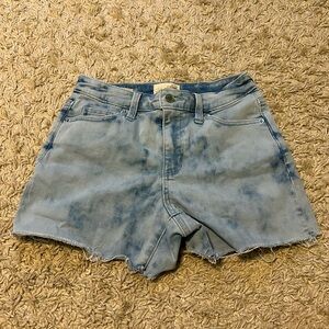 Universal Thread high rise midi blue tie dye jean shorts size 0/25R